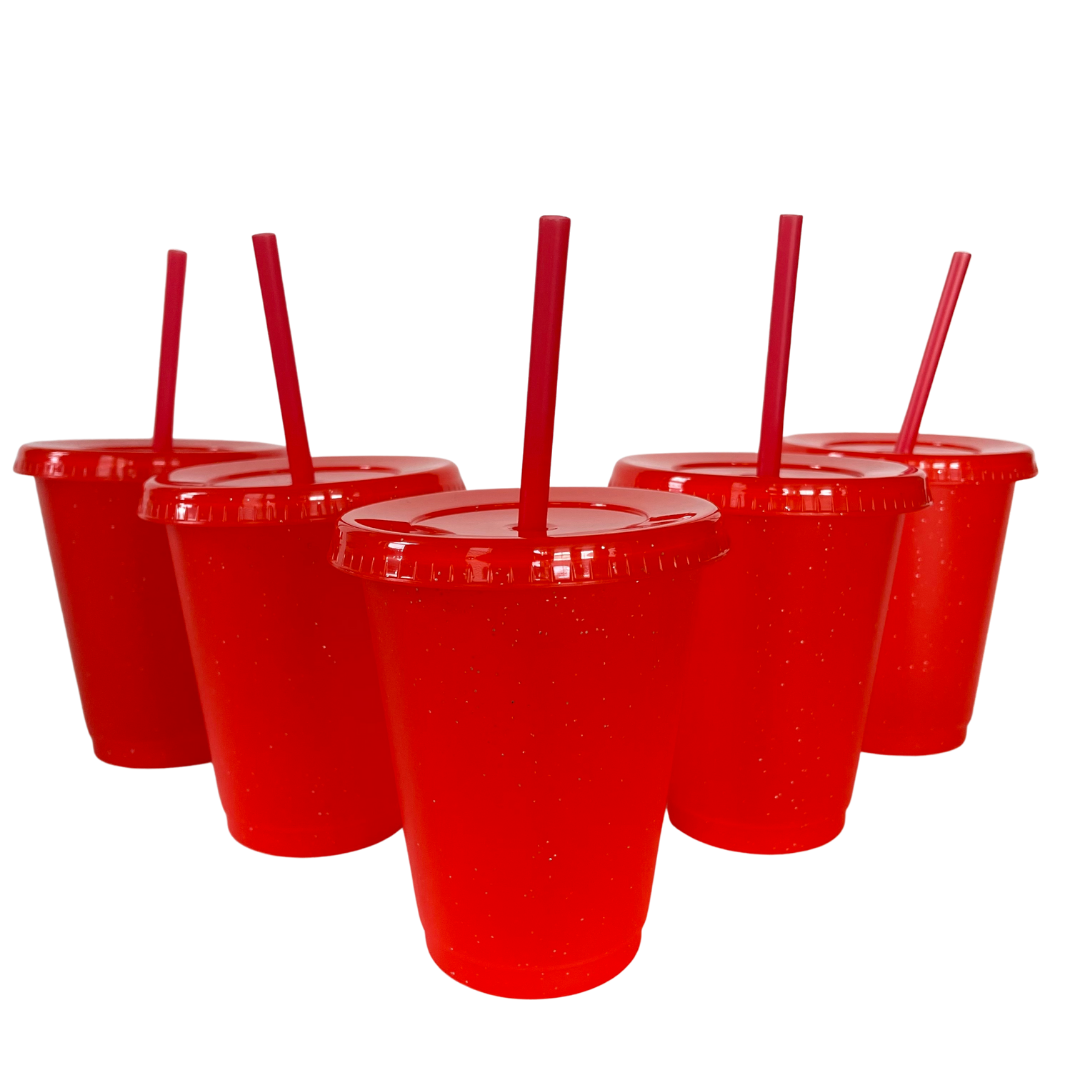 16oz Red Glitter Cold Cups – One Stop Cups