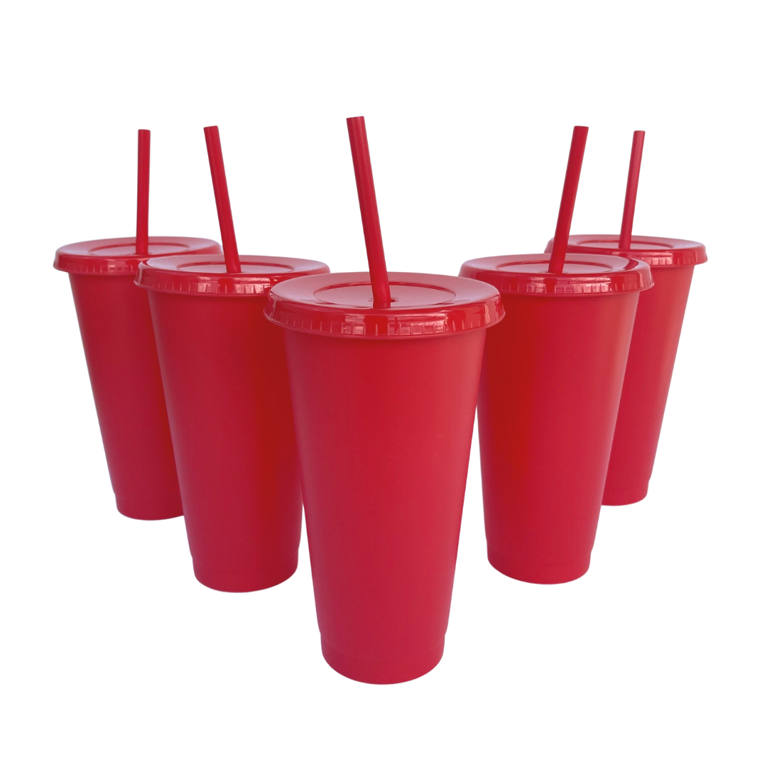Fresh Iced Colorful Soda Drinks In Plastic Glass With Straws, For
