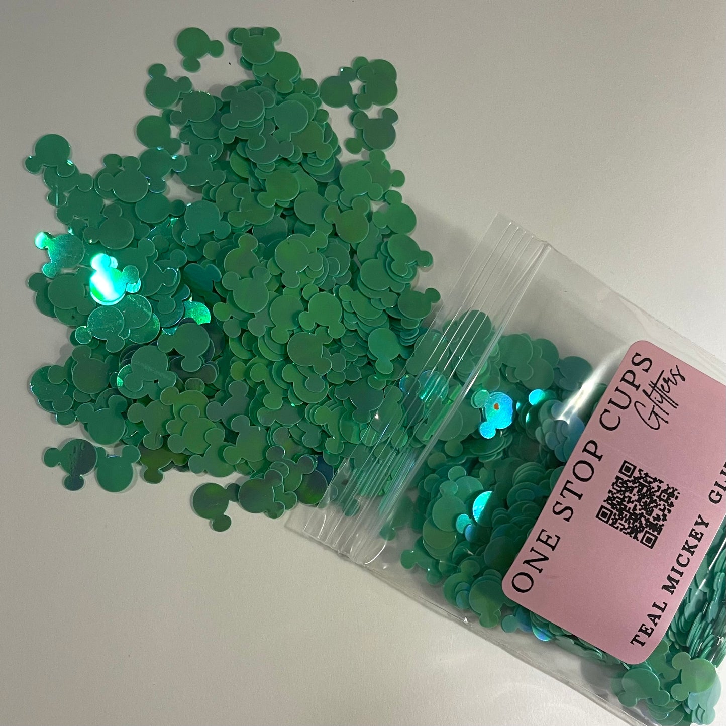 Teal Mickey Shaped Glitter