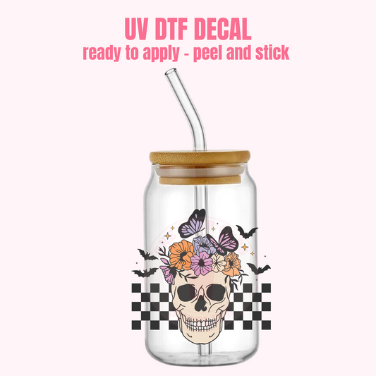 UV DTF DECAL Flower Skull #212