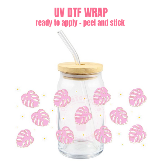 UV DTF CUP WRAP Pink Leaf P48