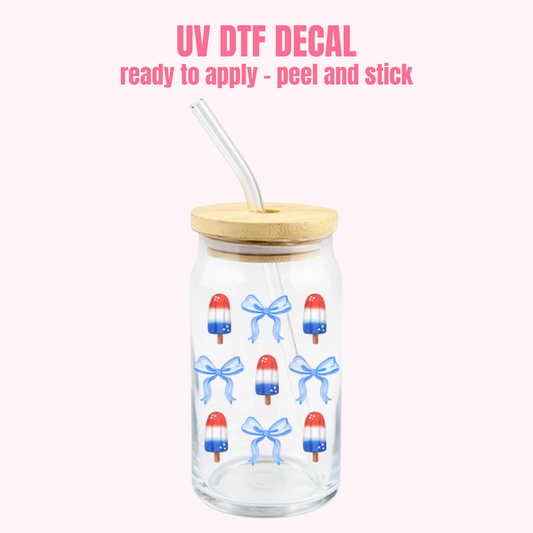 UV DTF DECAL Red White Blue Coquette #163