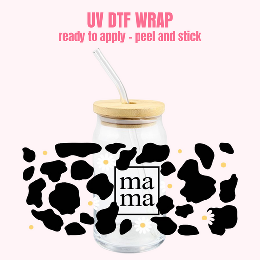 UV DTF CUP WRAP Mama Cow Print & Flower M9