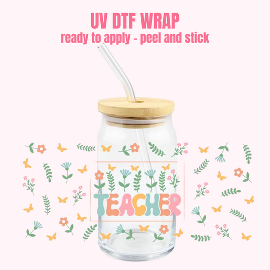 UV DTF CUP WRAP Teacher Flower T7