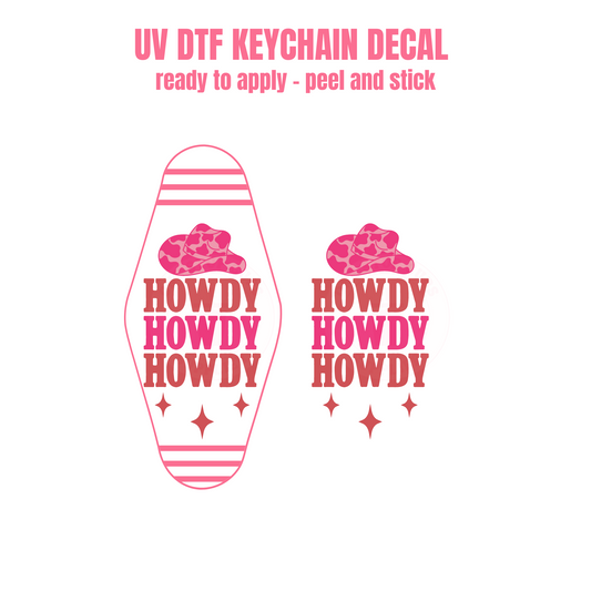 UV DTF Keychain Decal Howdy #52