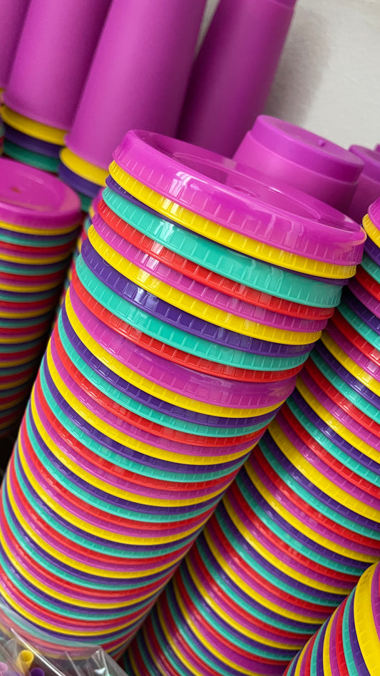 16oz 50-Pack Cold Cups with Lids & Straws - Mixed Colors 