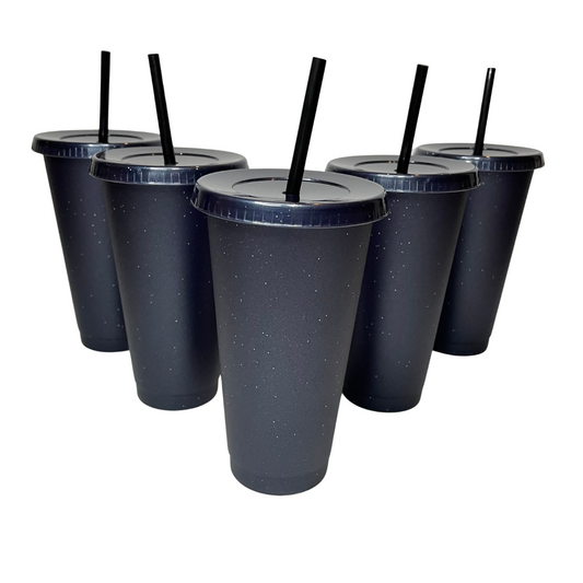 24oz Dark Gray Glitter Cold Cups