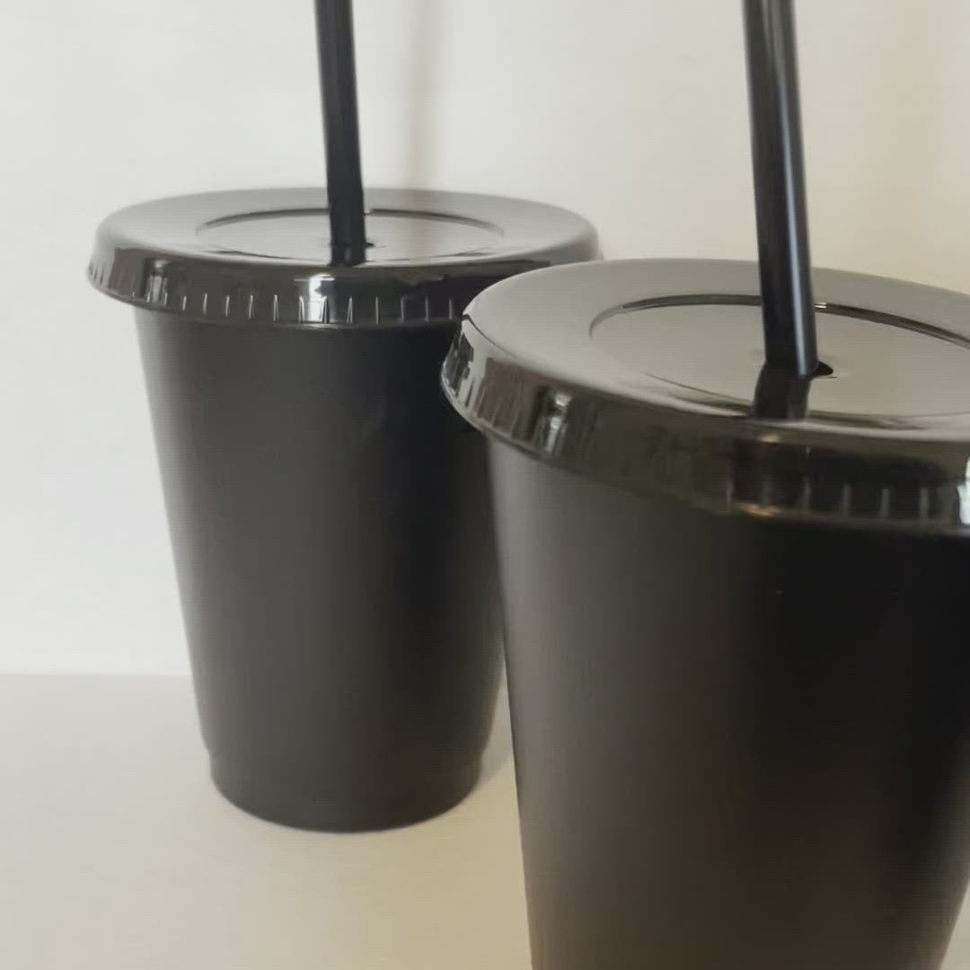 11 Long Black Reusable Plastic Drinking Straws For 16 oz & 24 oz