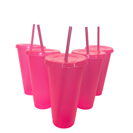 24oz Pink Summer Glitter Cold Cups