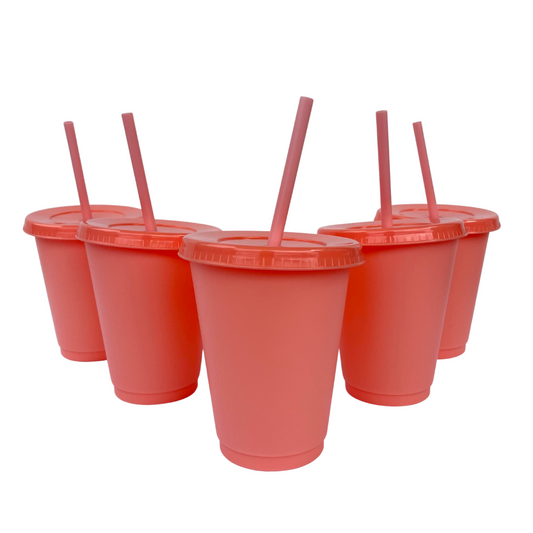 16oz Coral Color Changing Cold Cups