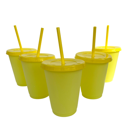 16oz Yellow Color Changing Cold Cups