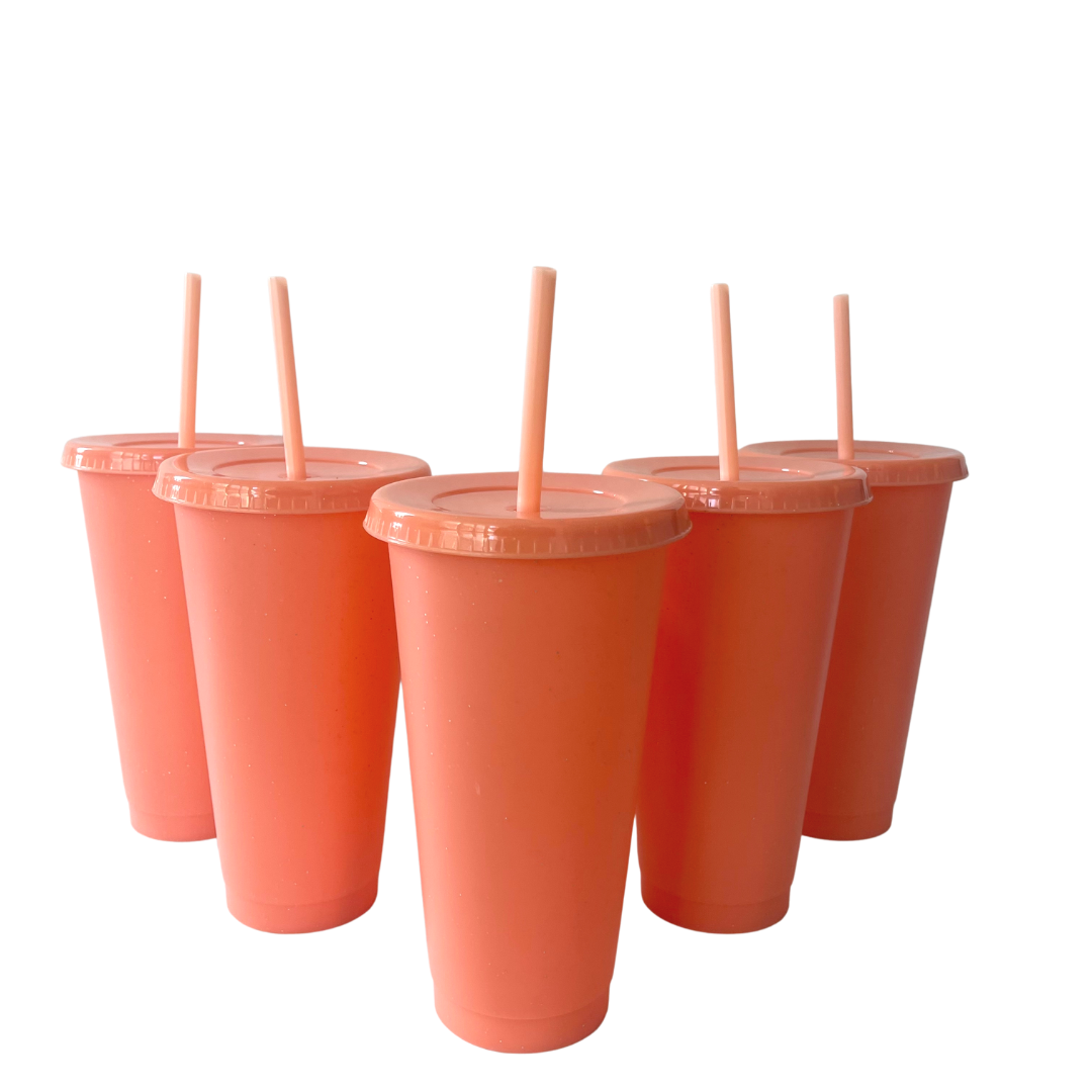 24oz Orange Pastel Glitter Cold Cups