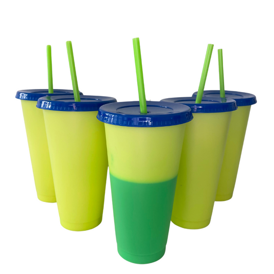 24oz Yellow Color Changing Cold Cups