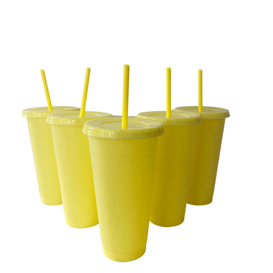 24oz Yellow Pastel Glitter Cold Cups