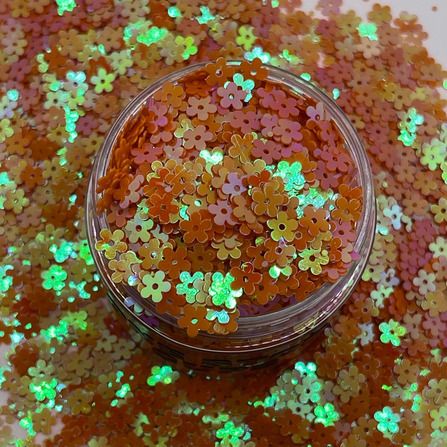 Orange Flower Shaped Glitter