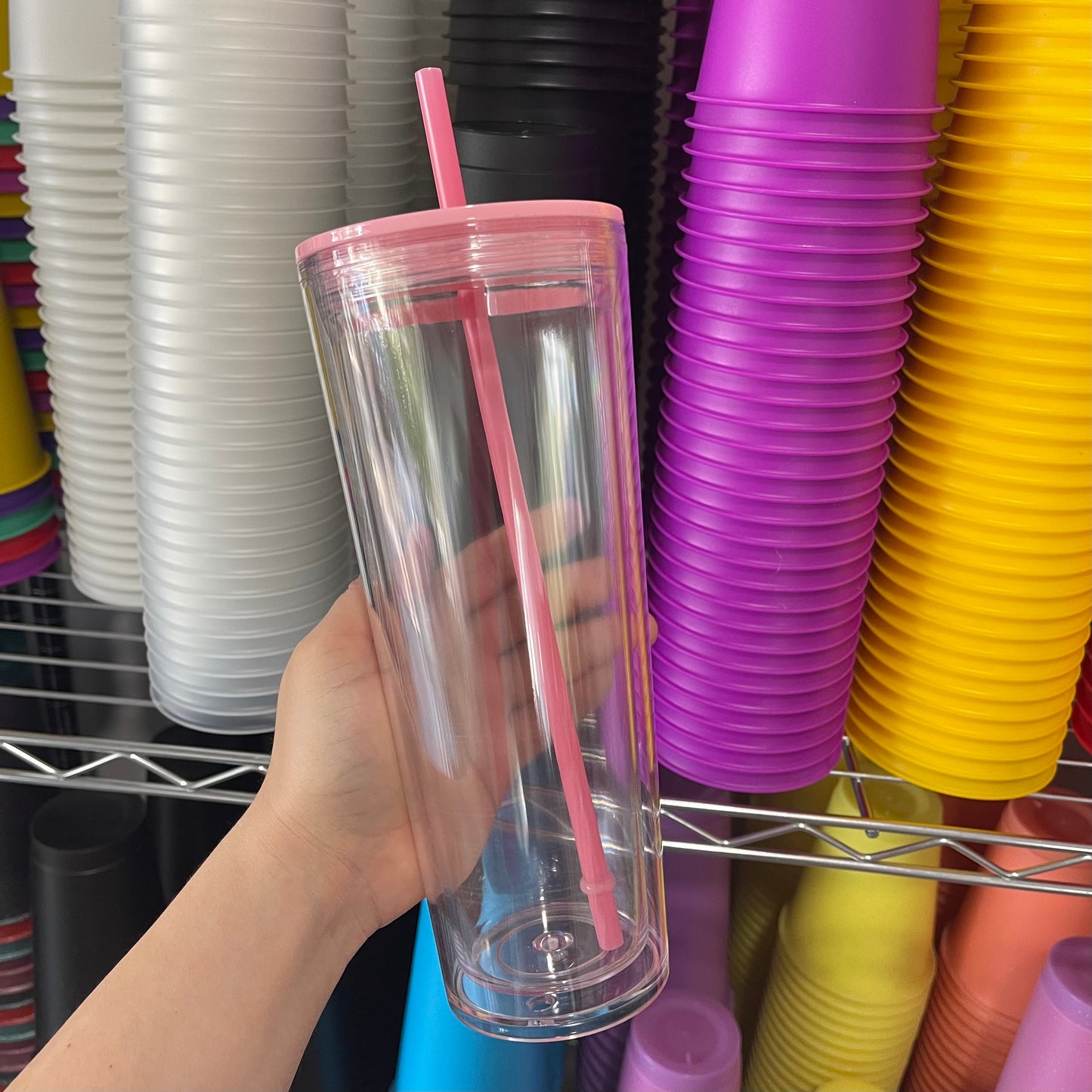 24oz Pre-Drilled Double Wall Acrylic Tumbler